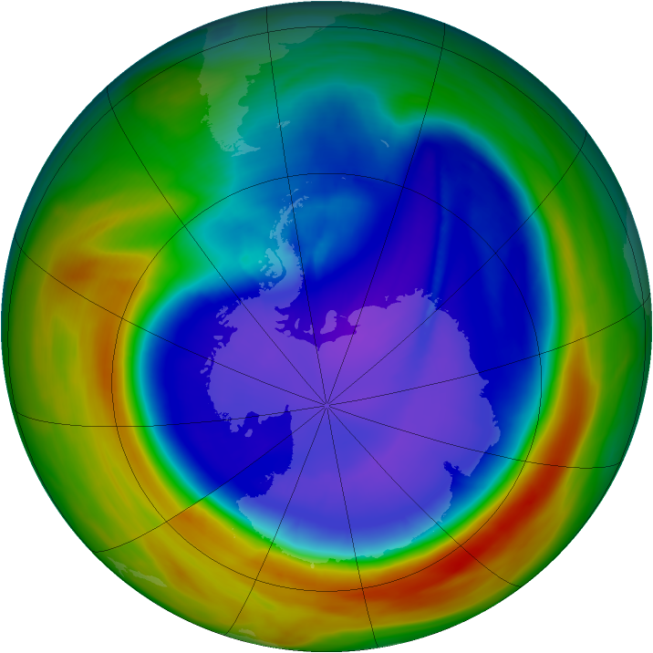 Antarctic ozone map for 16 September 2007
